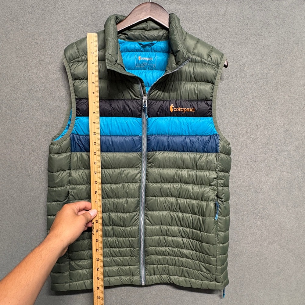 Cotopaxi Fuego Down Vest Mens Medium Green Blue Puffer Full Zip Insulated Jacket - Picture 12 of 14